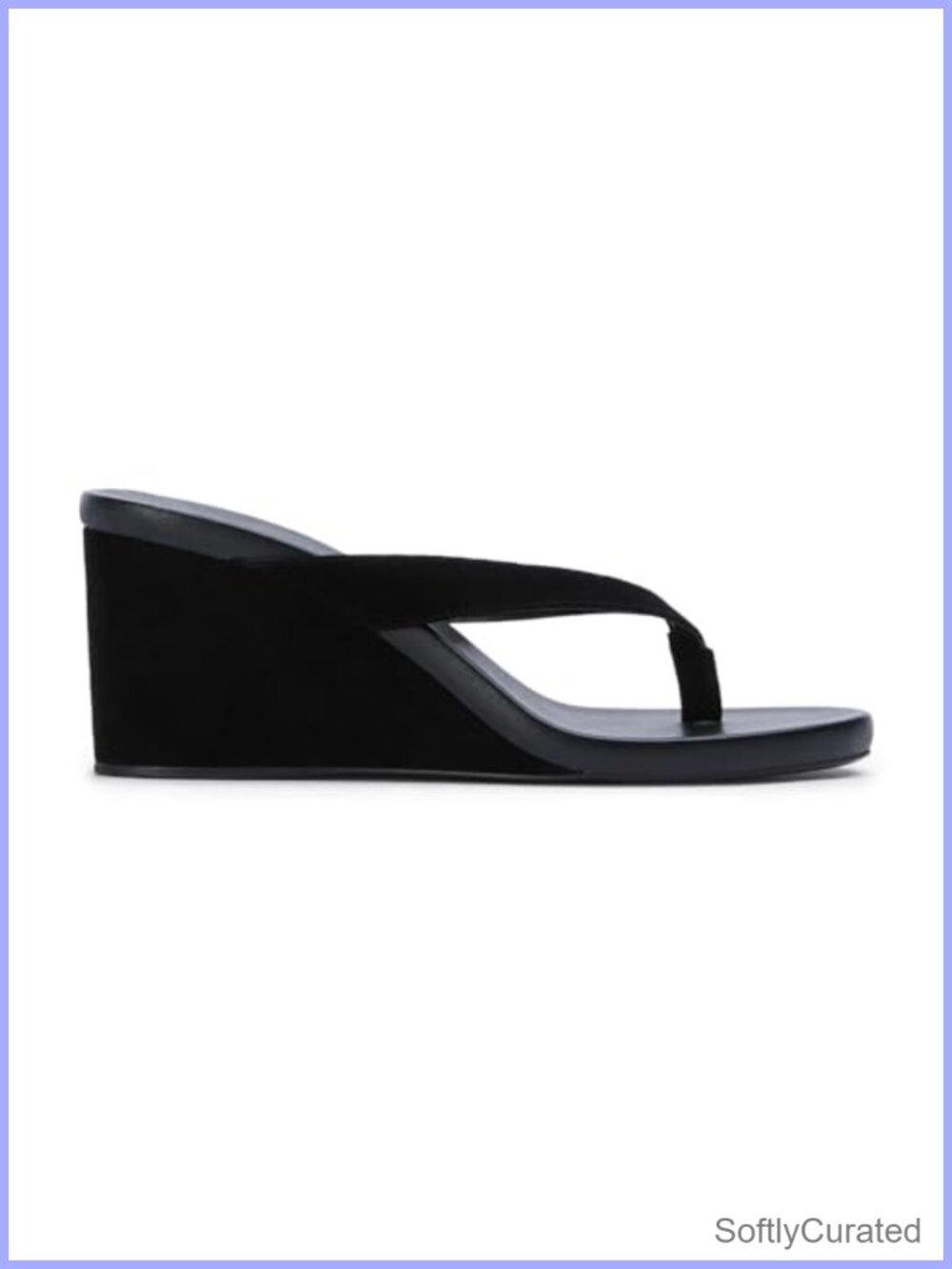 Suede Wedge Flip Flops Open Round Toe Arch Support Slip On Thong Sandals